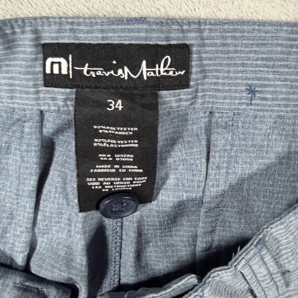 TravisMathew‎ Mens Blue Striped Palm Tree Golf Shorts 1MU342 Size 34